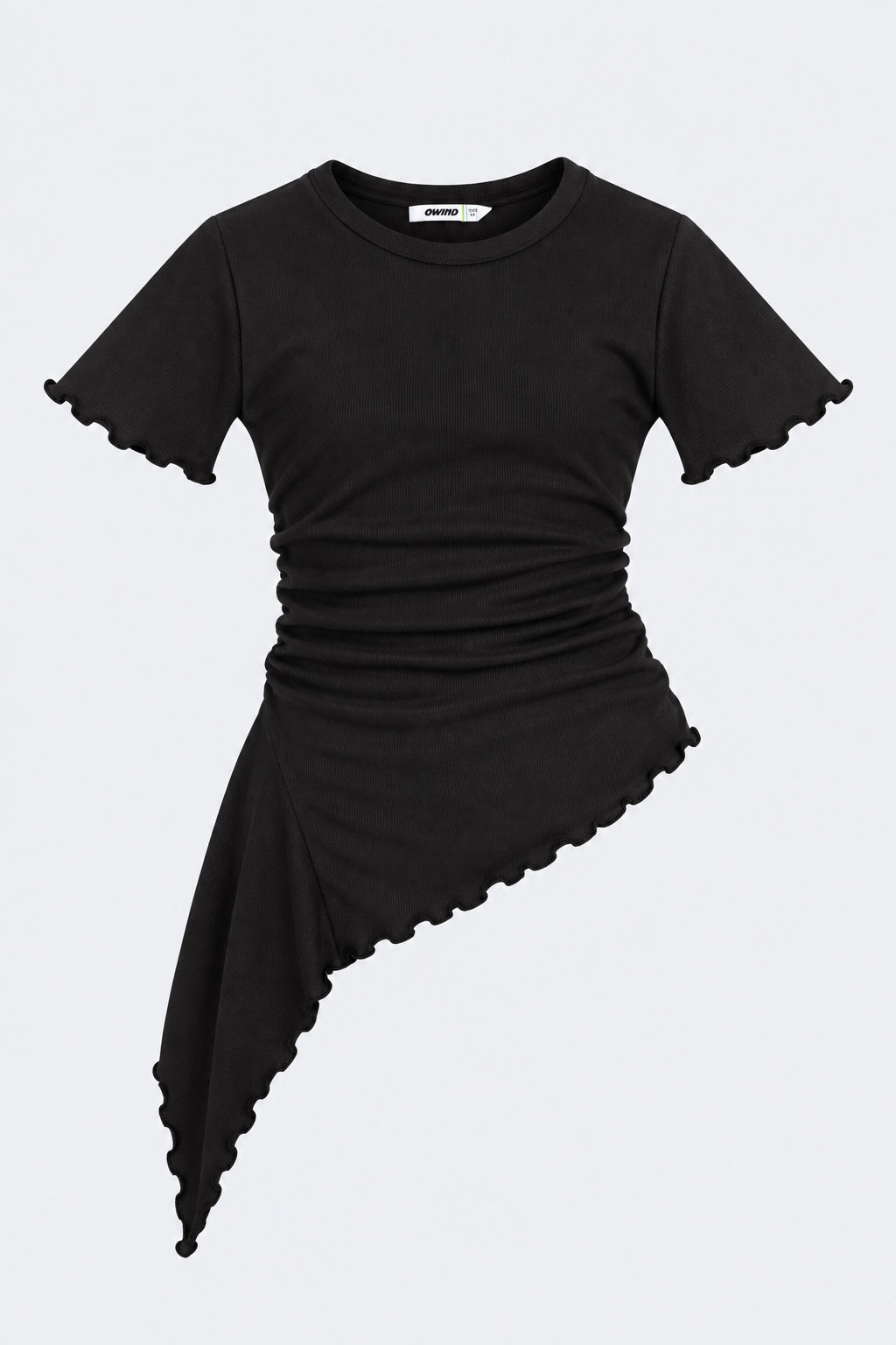 Tweens Girls Black Solid Asymmetric Hem Top - Image 3
