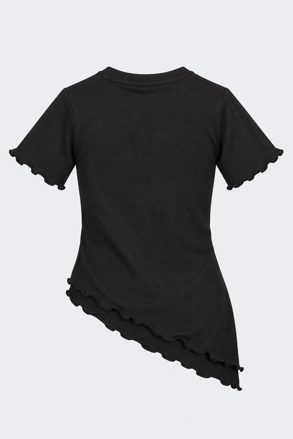 Tweens Girls Black Solid Asymmetric Hem Top - Image 4