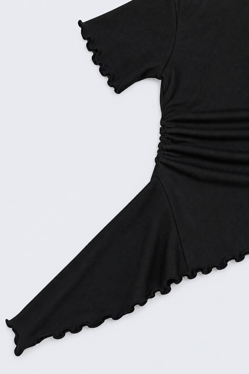Tweens Girls Black Solid Asymmetric Hem Top - Image 5