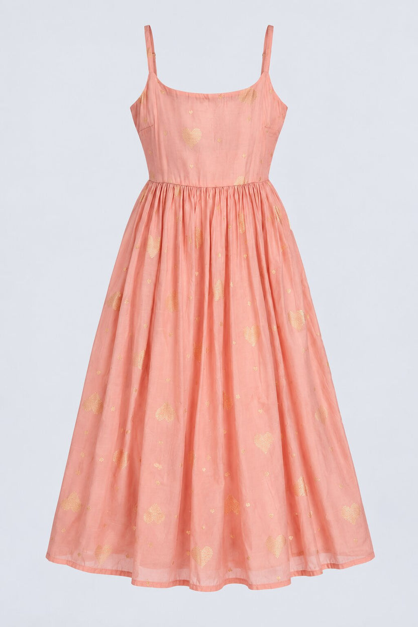 Womens Pink Foil Heart Print Flared Dress - Image 7