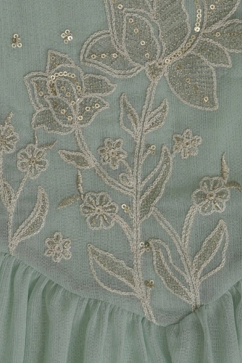 Womens Teal Floral Embroidered Kurta Palazzos Set - Image 8