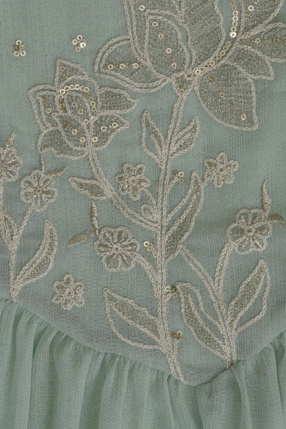 Womens Teal Floral Embroidered Kurta Palazzos Set - Image 8