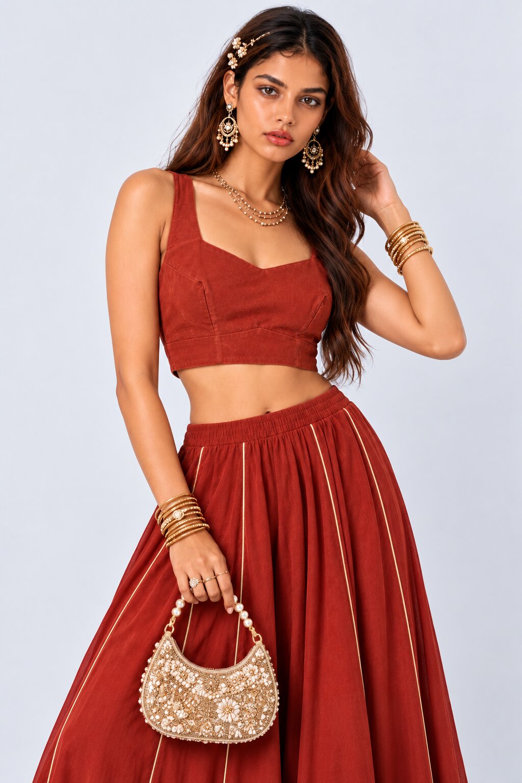 Womens Solid Sweetheart Neck Crop Top - Image 1