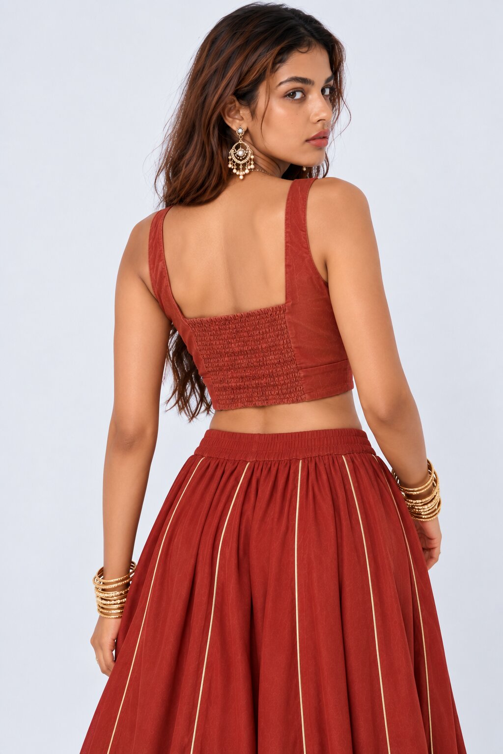Womens Solid Sweetheart Neck Crop Top - Image 5