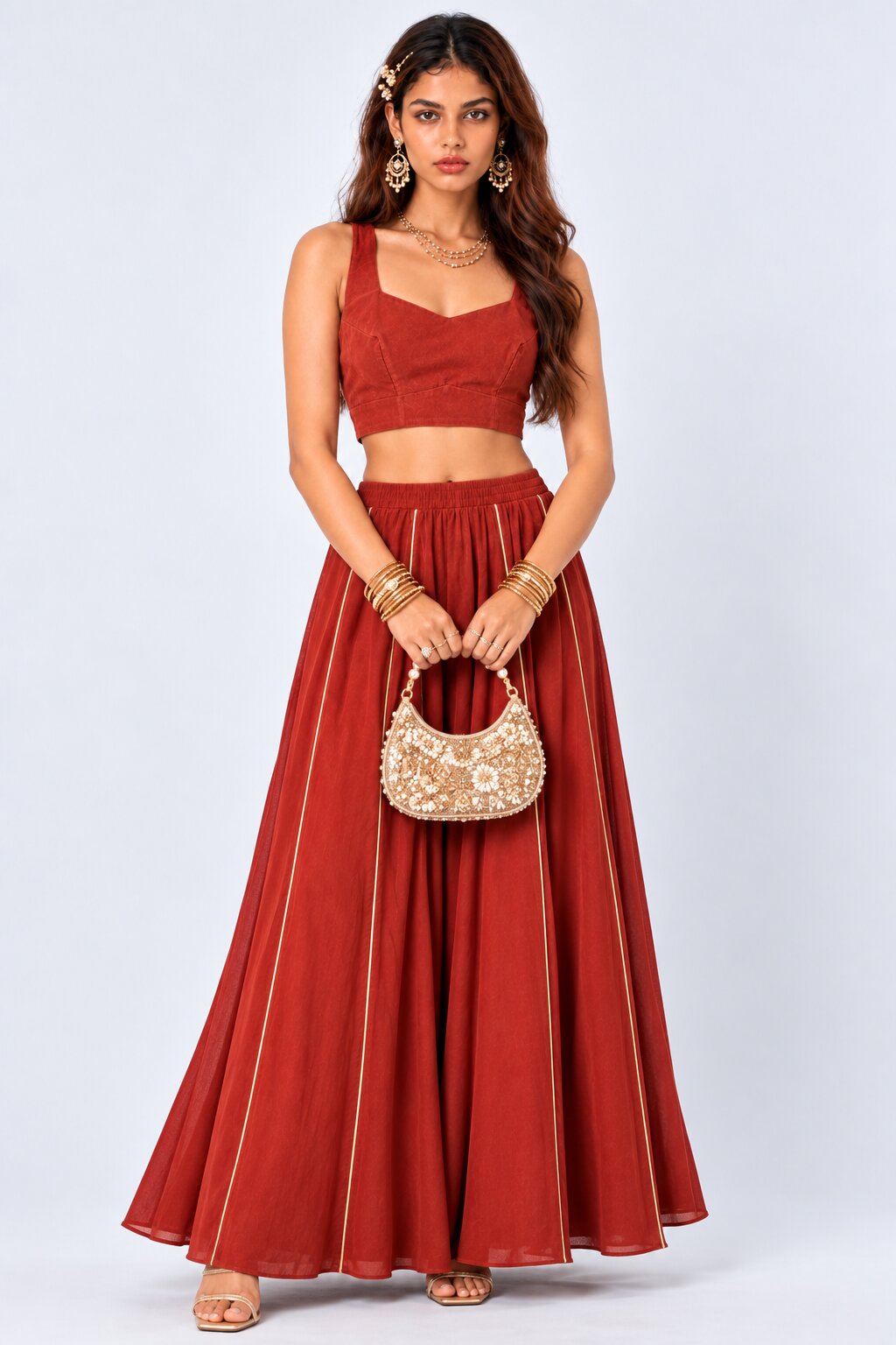 Womens Solid Sweetheart Neck Crop Top - Image 6