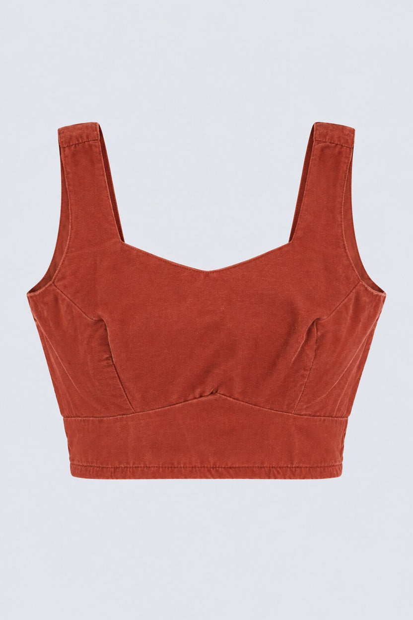 Womens Solid Sweetheart Neck Crop Top - Image 7