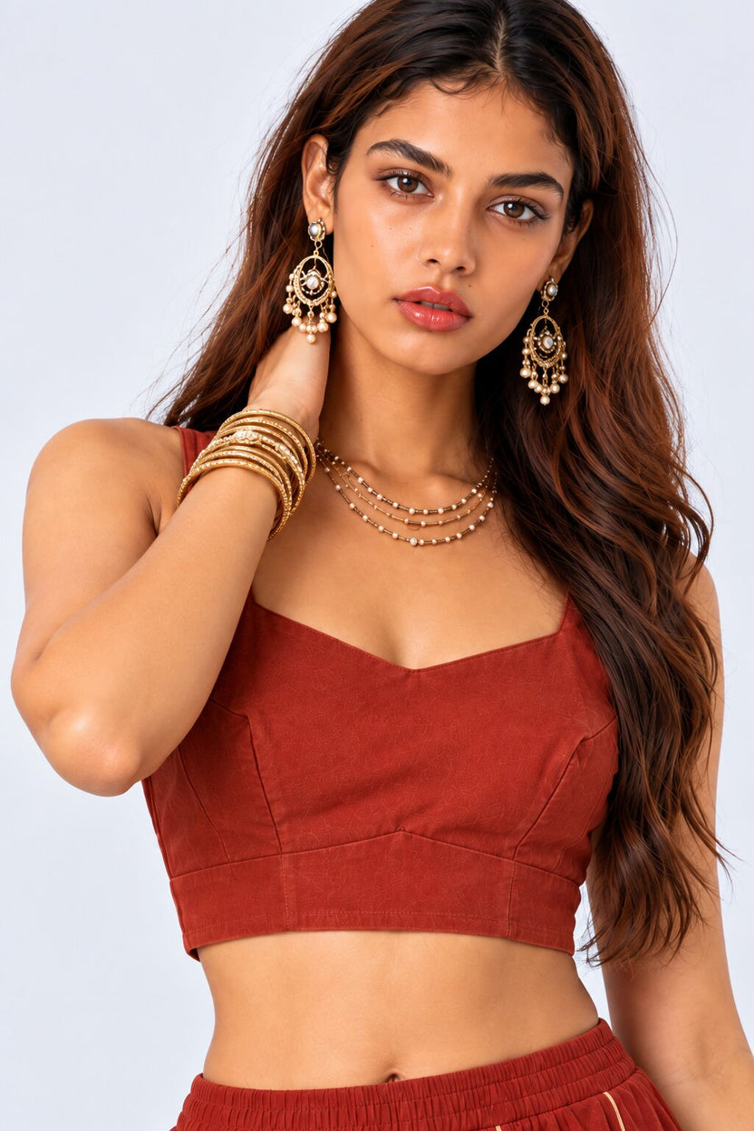 Womens Solid Sweetheart Neck Crop Top - Image 9