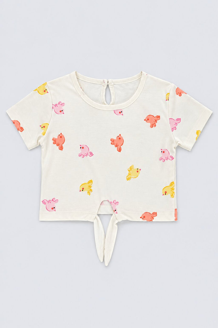 Infant Girls Cream Bird Print Co-ord Set - Image 2