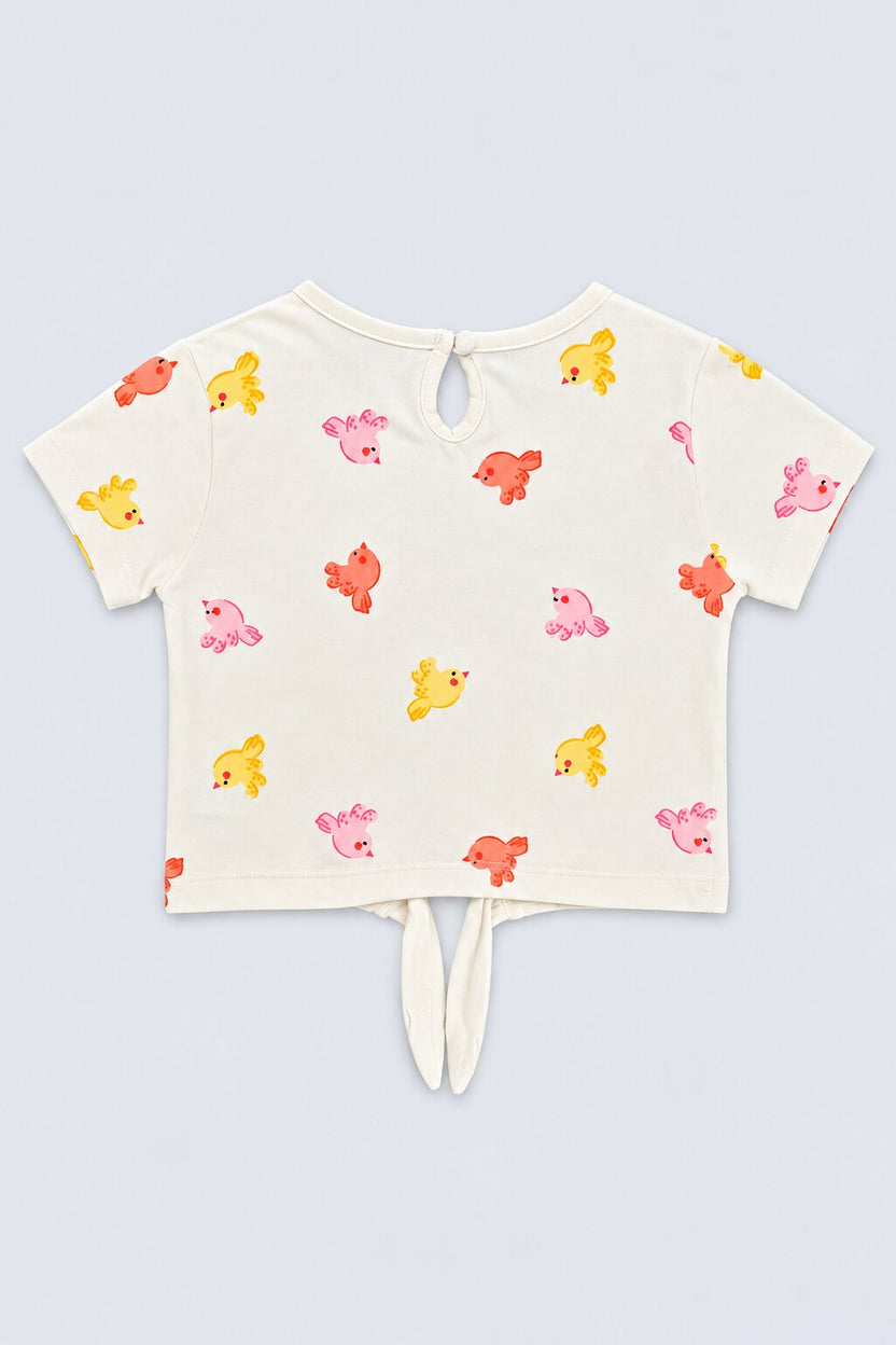 Infant Girls Cream Bird Print Co-ord Set - Image 3