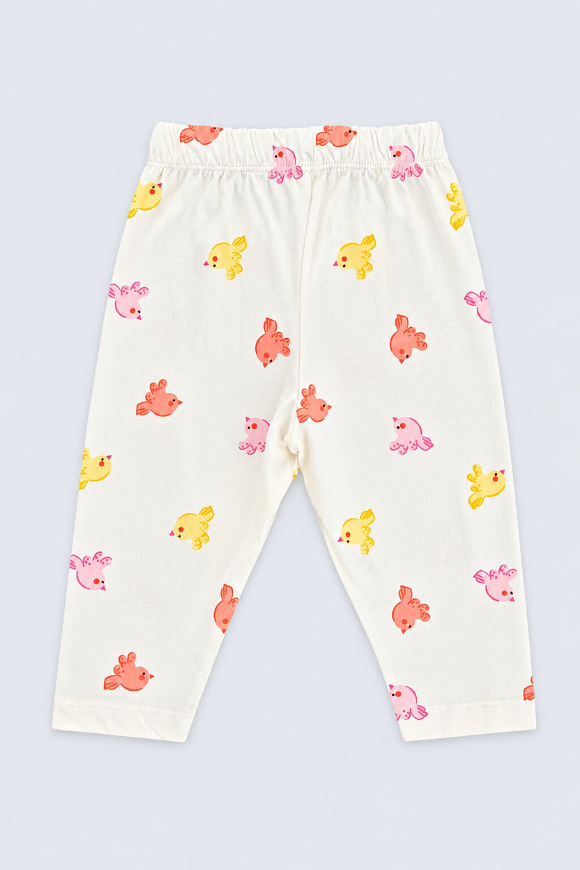 Infant Girls Cream Bird Print Co-ord Set - Image 4