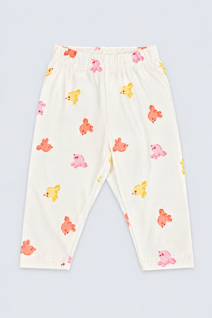 Infant Girls Cream Bird Print Co-ord Set - Image 5