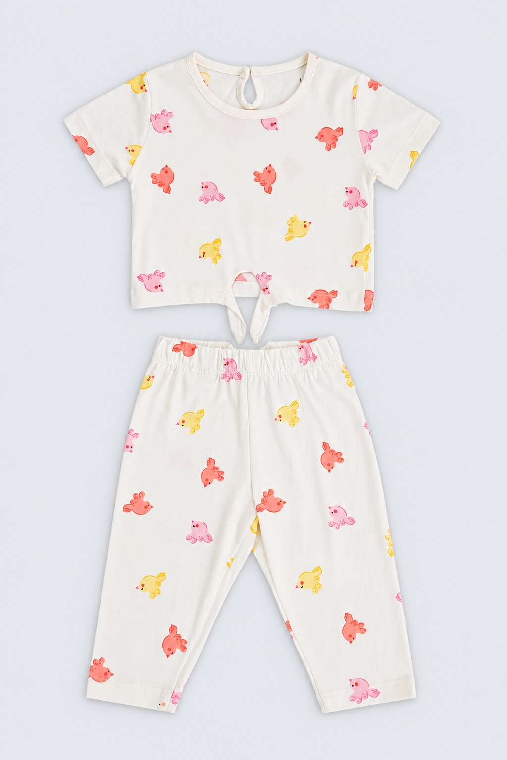 Infant Girls Cream Bird Print Co-ord Set - Image 7
