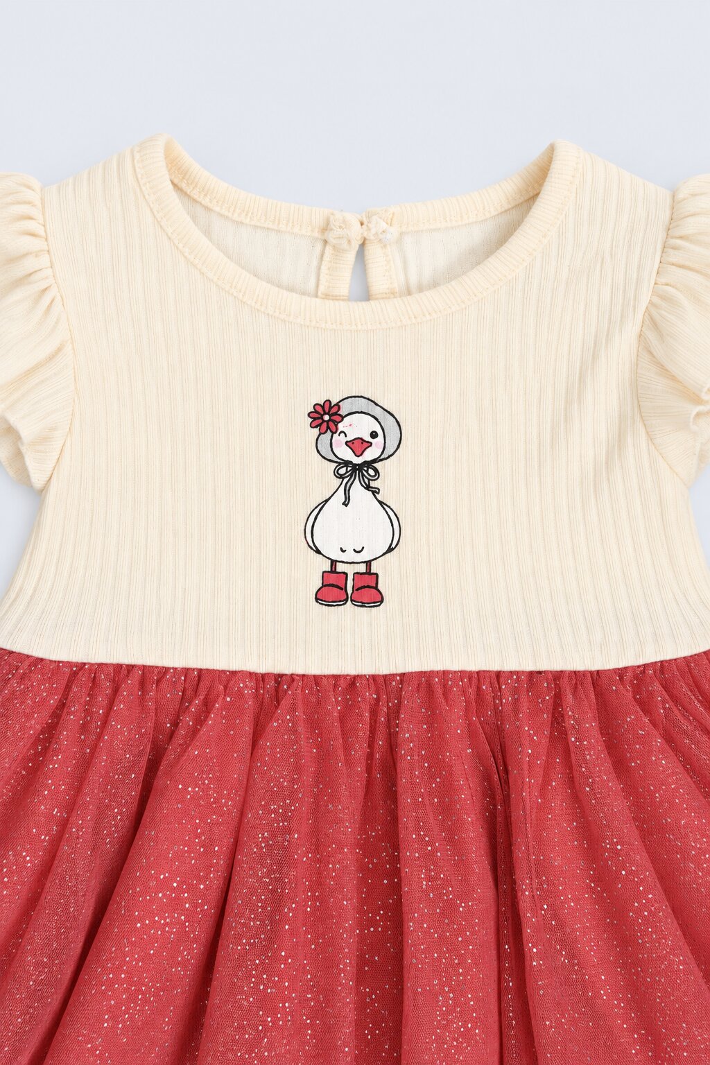 Infant Girls Red Glitter Tulle Graphic Party Dress - Image 4