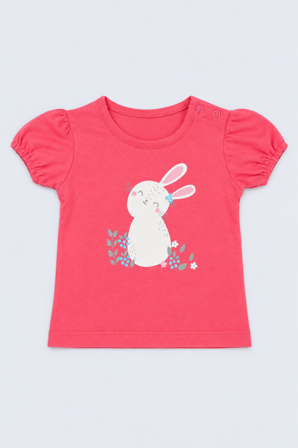 Infant Girls Pink and Red Bunny Printed Pack of 2 T-Shirts - Image 2