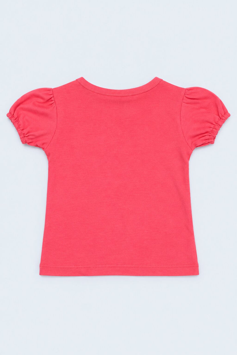 Infant Girls Pink and Red Bunny Printed Pack of 2 T-Shirts - Image 3