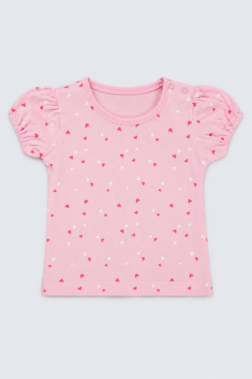 Infant Girls Pink and Red Bunny Printed Pack of 2 T-Shirts - Image 4