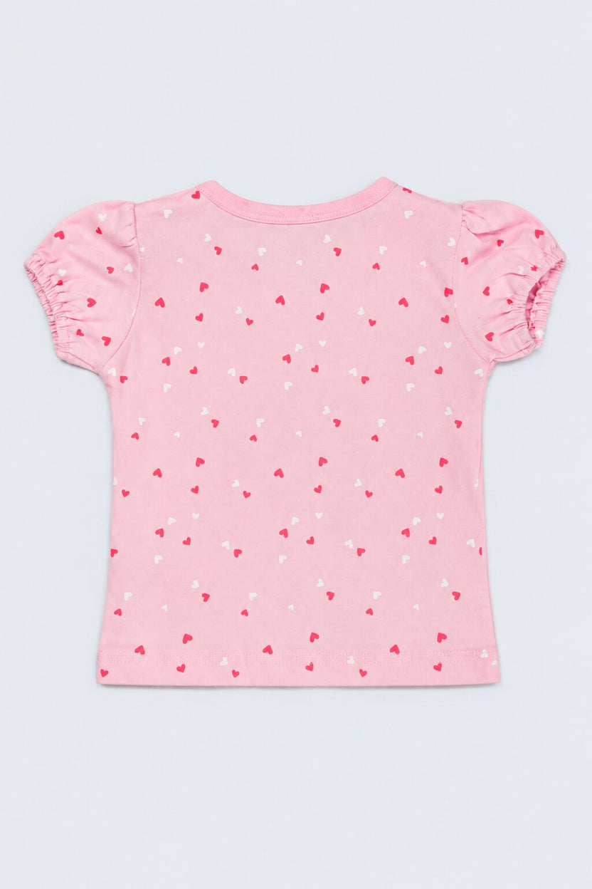 Infant Girls Pink and Red Bunny Printed Pack of 2 T-Shirts - Image 5