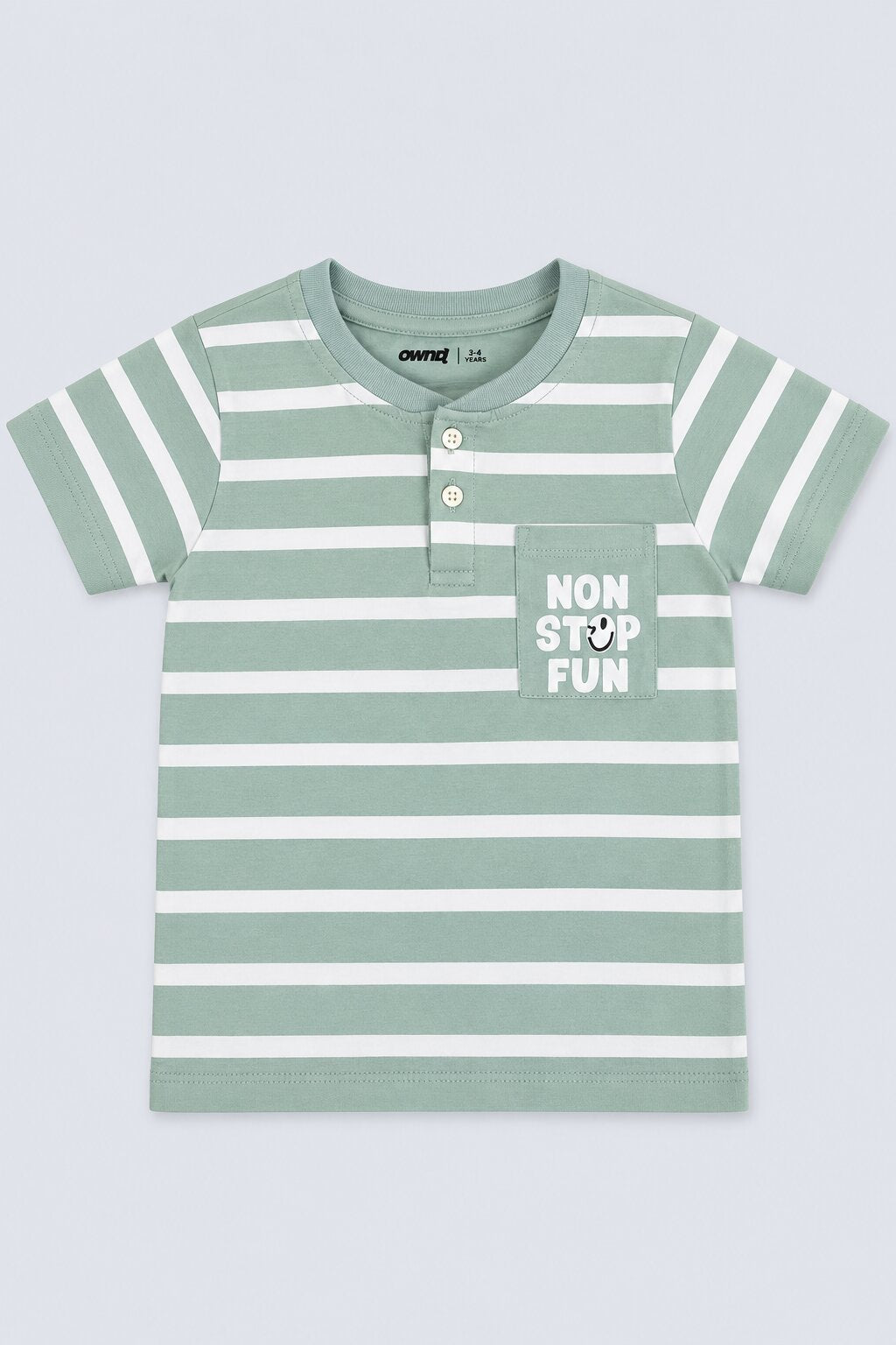 Boys Regular Fit Green Striped T-Shirt - Image 2