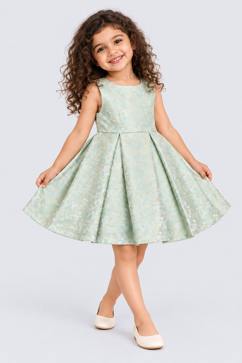 Girls Paisley Print Fit & Flare Dress - Image 1
