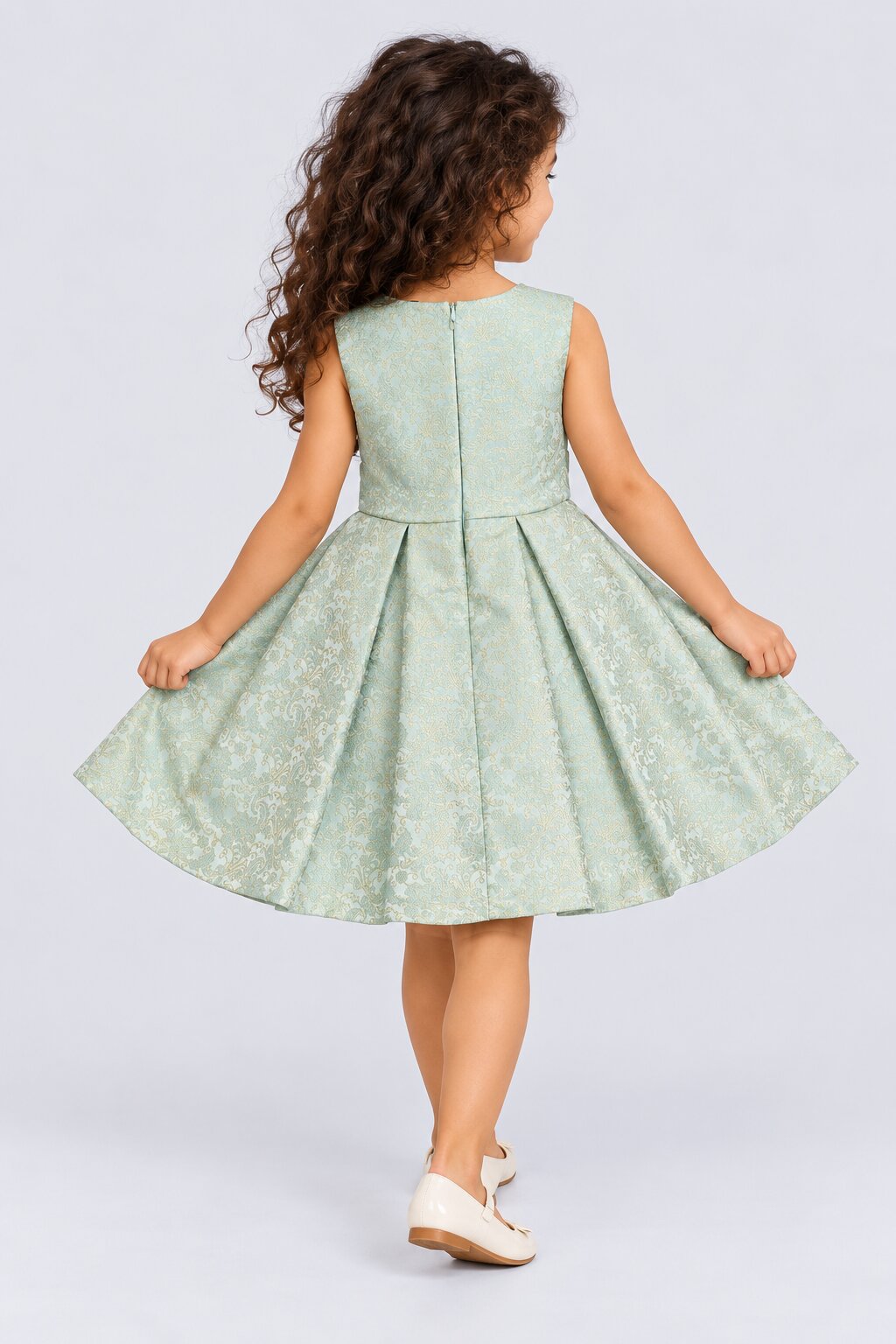 Girls Paisley Print Fit & Flare Dress - Image 4