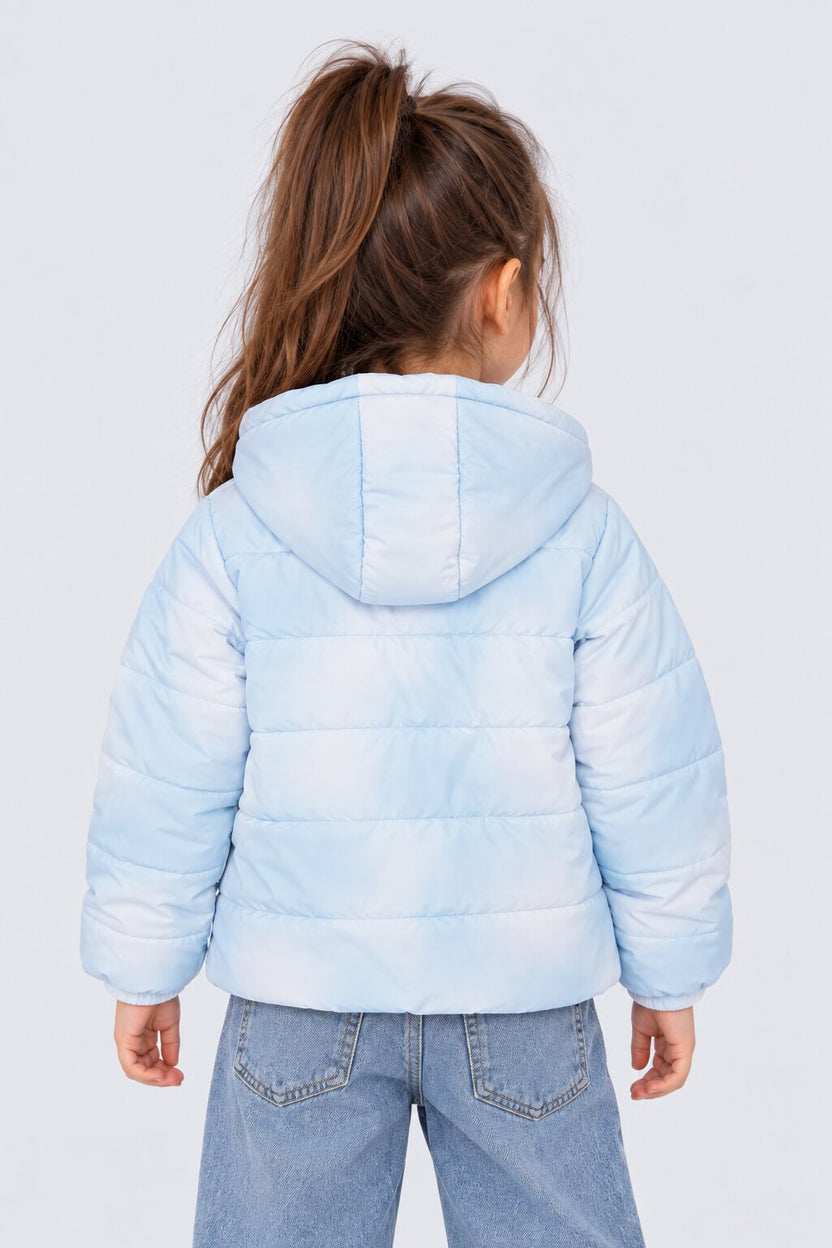Girls Light Blue Hooded Puffer Jacket - Image 4