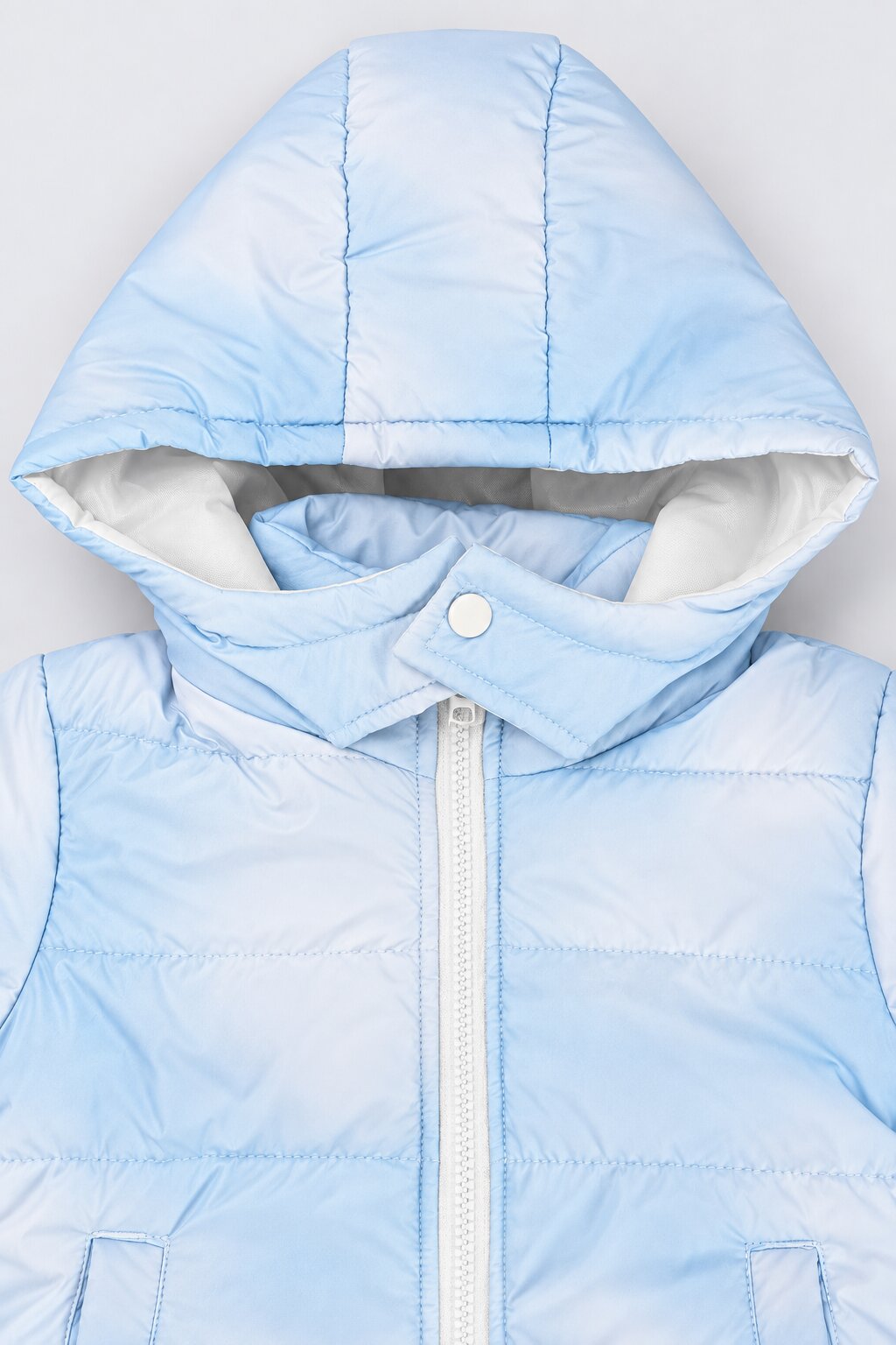 Girls Light Blue Hooded Puffer Jacket - Image 6