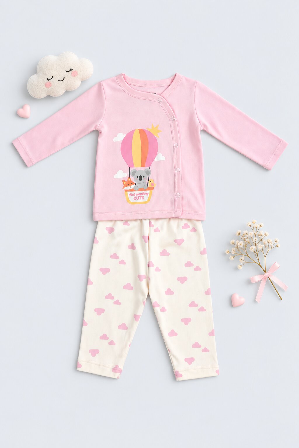 Infant Girls Pink Koala Balloon Print Co-ord Set - Image 1
