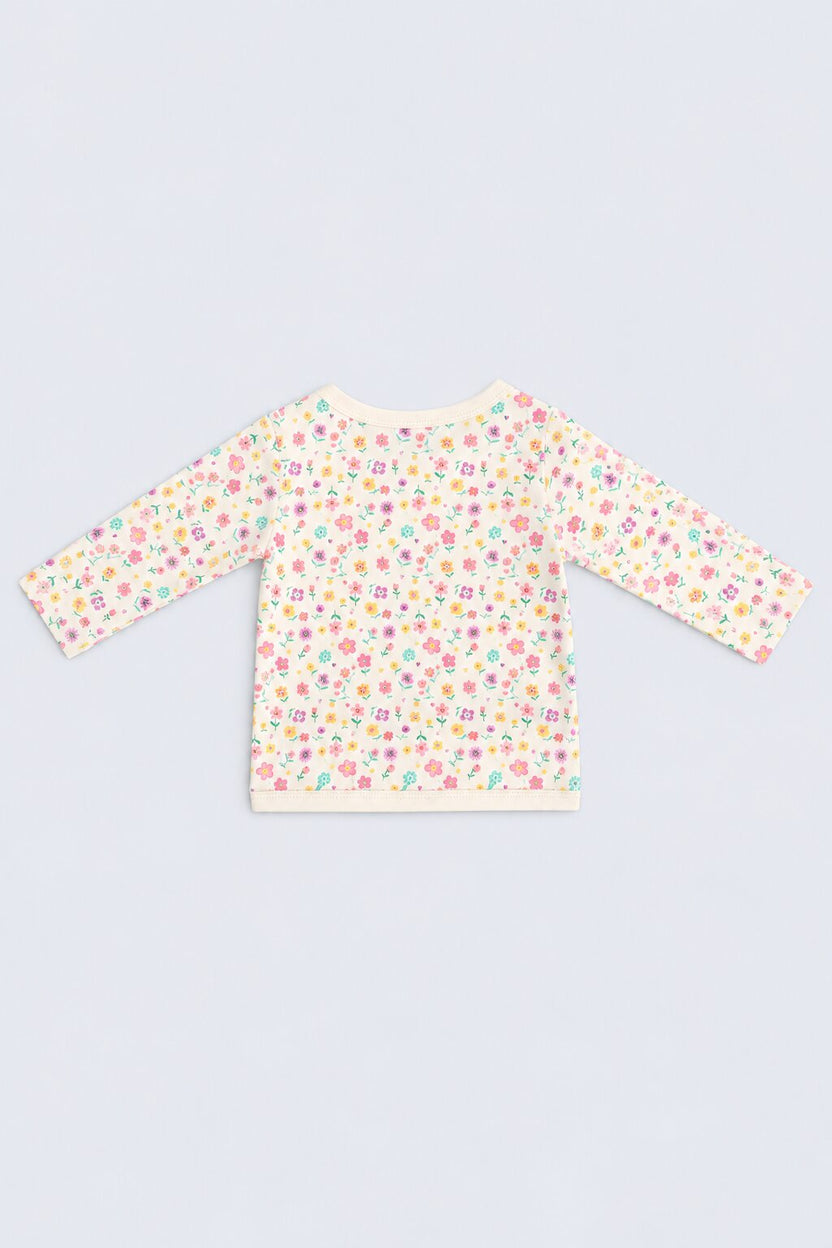 Infant Girls Off White Floral Print Co-ord Set - Image 3