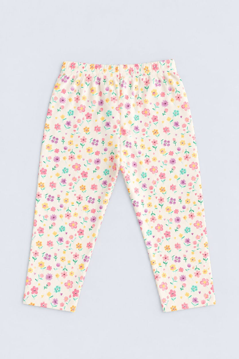 Infant Girls Off White Floral Print Co-ord Set - Image 4