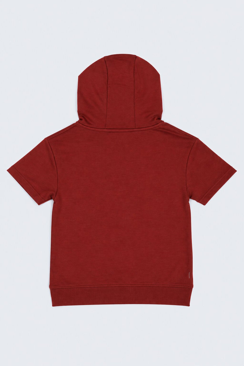 Tweens Boys Maroon Gorilla Graphic Hooded Sweatshirt - Image 3