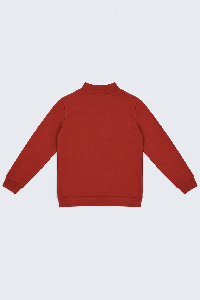 Tweens Boys Maroon Half Zip Utility Sweatshirt - Image 3