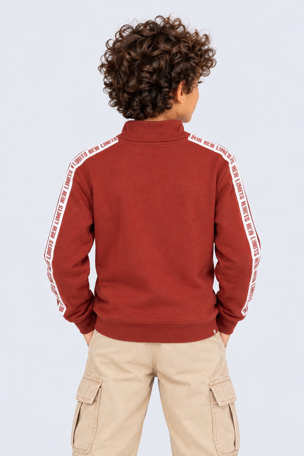 Tweens Boys Maroon Half Zip Utility Sweatshirt - Image 4