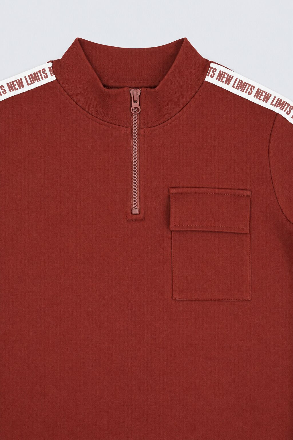 Tweens Boys Maroon Half Zip Utility Sweatshirt - Image 6