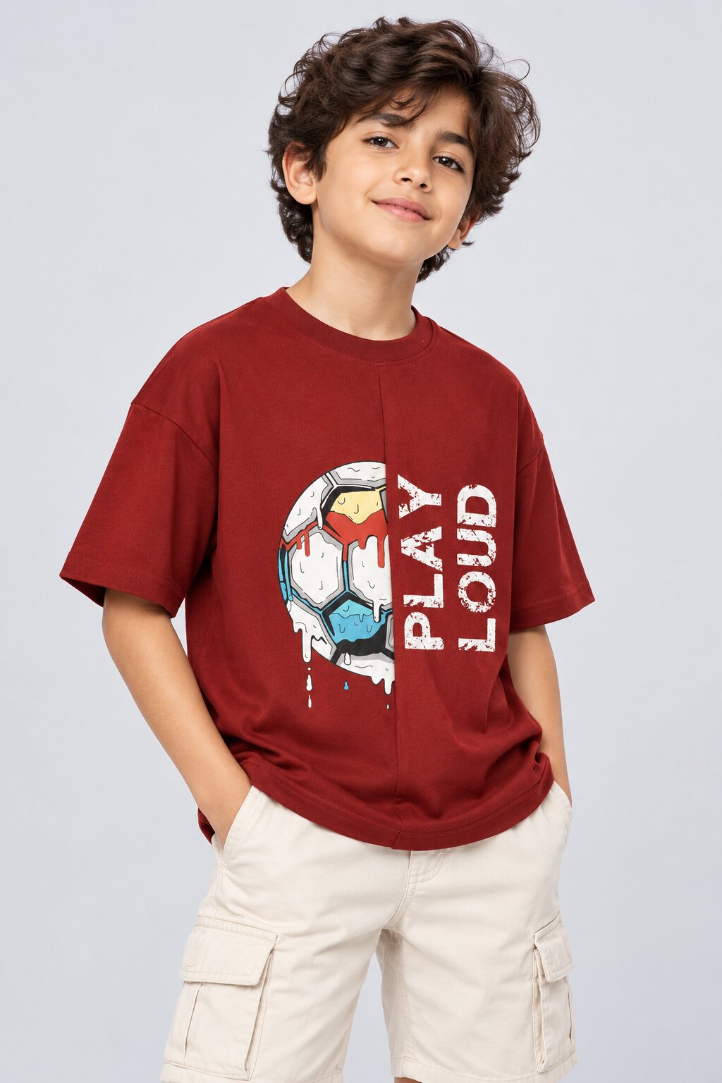 Tweens Boys Play Loud Soccer Graphic T-Shirt - Image 1