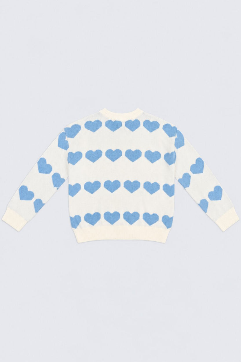 Tweens Girls White Heart Design Knitted Sweater - Image 3