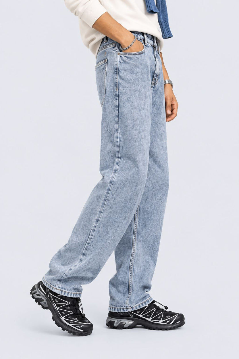 Mens Baggy Fit Light Blue Solid Jeans - Image 4