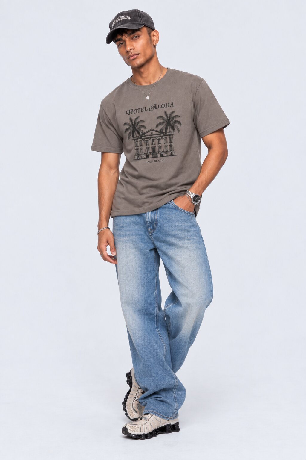 Mens Regular Fit Taupe Graphic Printed T-Shirt - Image 6
