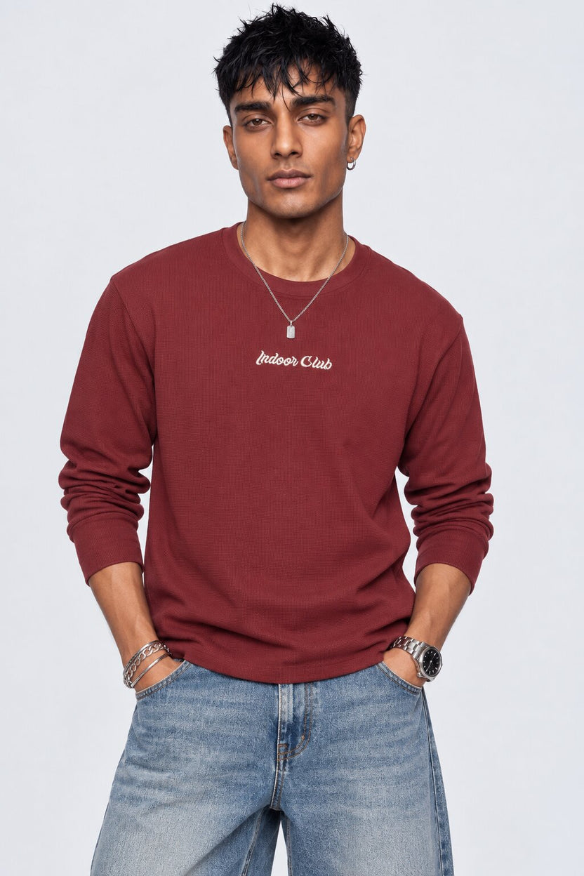 Mens Regular Fit Maroon Typographic T-Shirt - Image 2