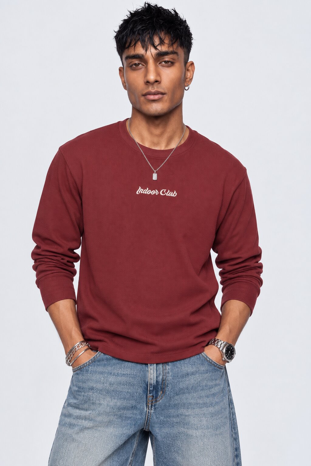 Mens Regular Fit Maroon Typographic T-Shirt - Image 2