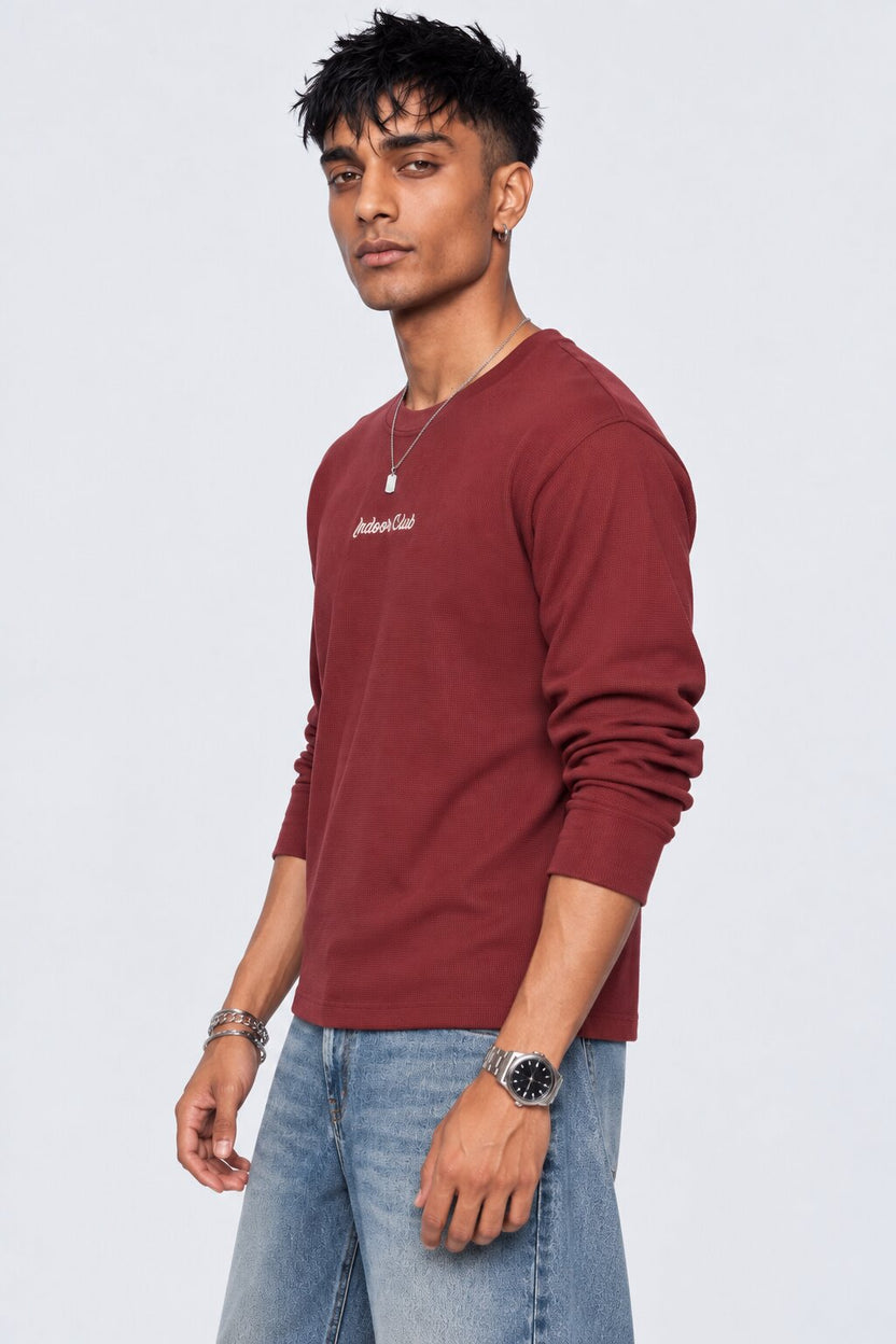 Mens Regular Fit Maroon Typographic T-Shirt - Image 4