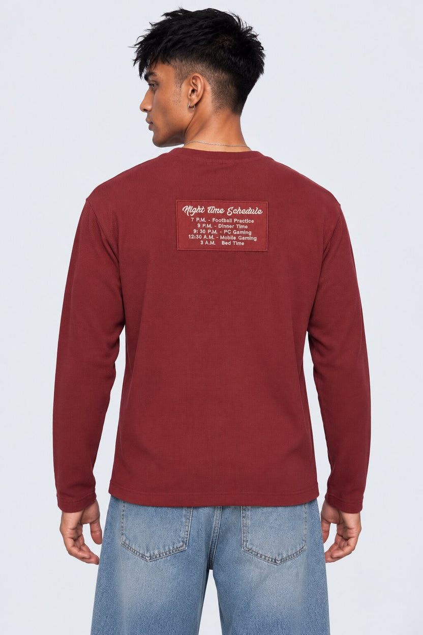 Mens Regular Fit Maroon Typographic T-Shirt - Image 5