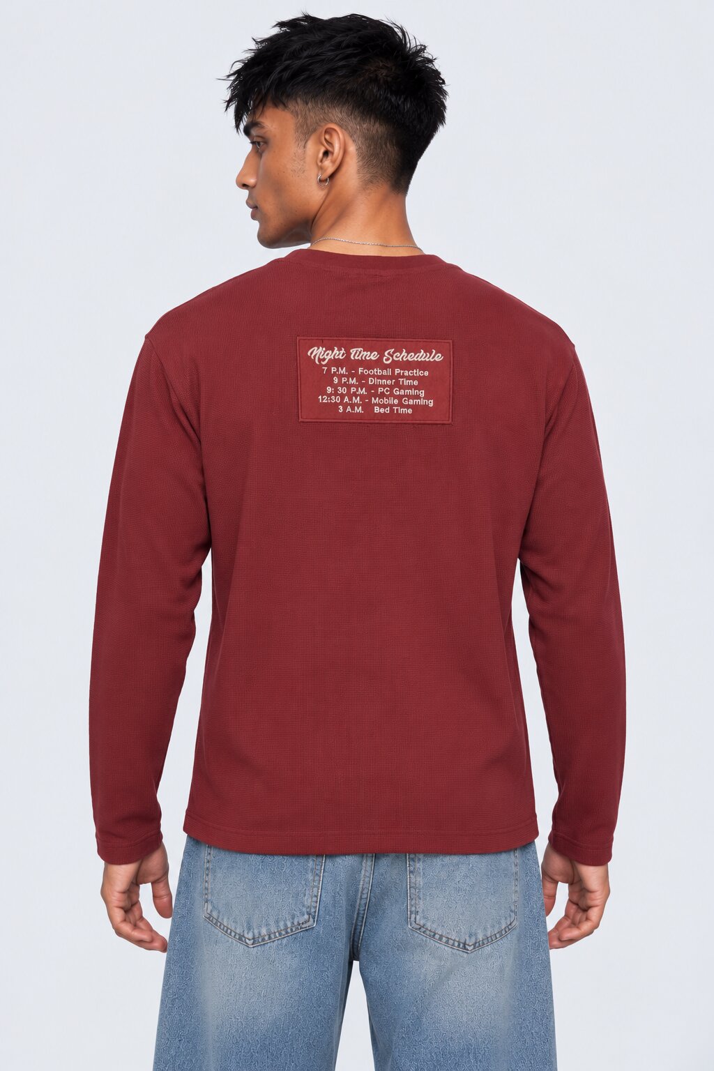 Mens Regular Fit Maroon Typographic T-Shirt - Image 5