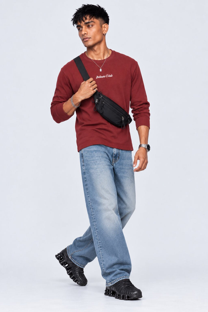 Mens Regular Fit Maroon Typographic T-Shirt - Image 6