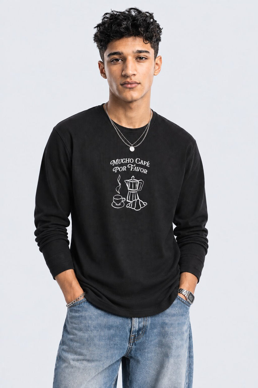 Mens Regular Fit Black Graphic Printed T-Shirt - Image 1