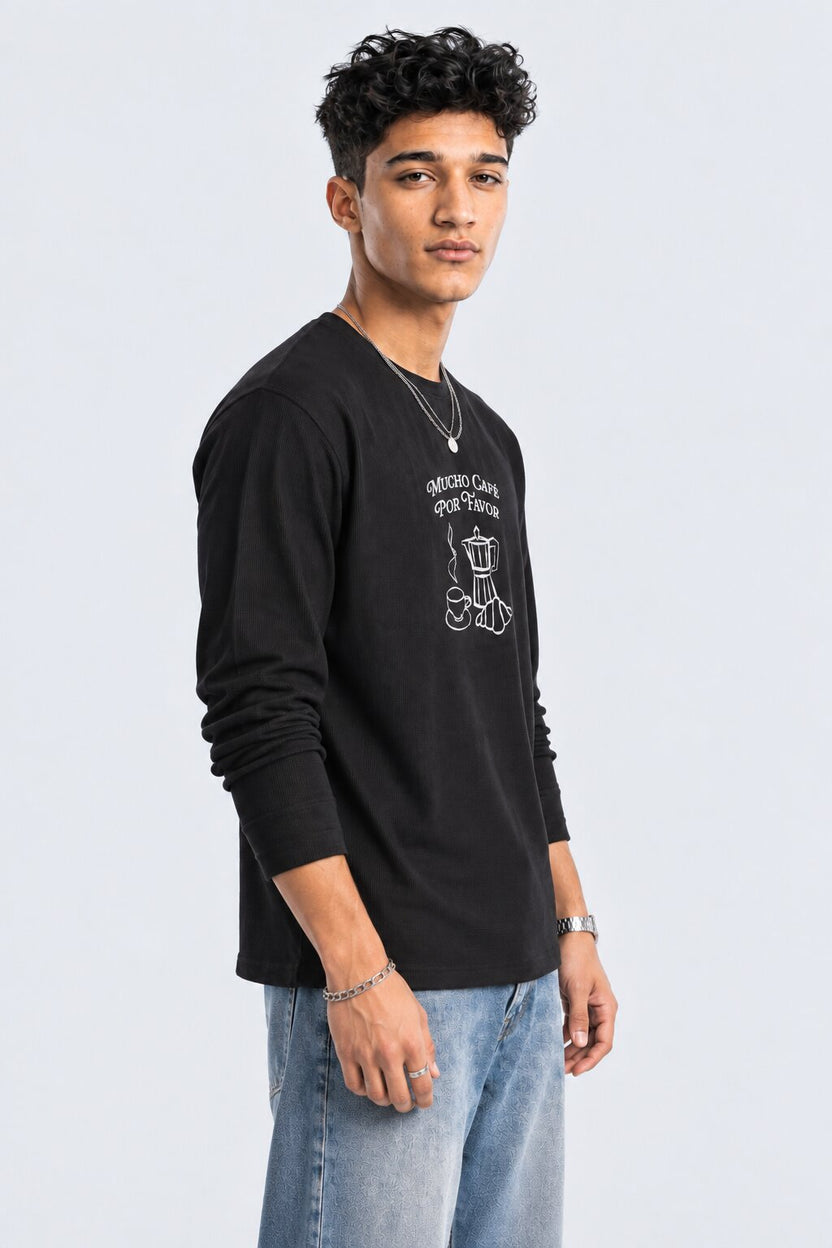 Mens Regular Fit Black Graphic Printed T-Shirt - Image 2