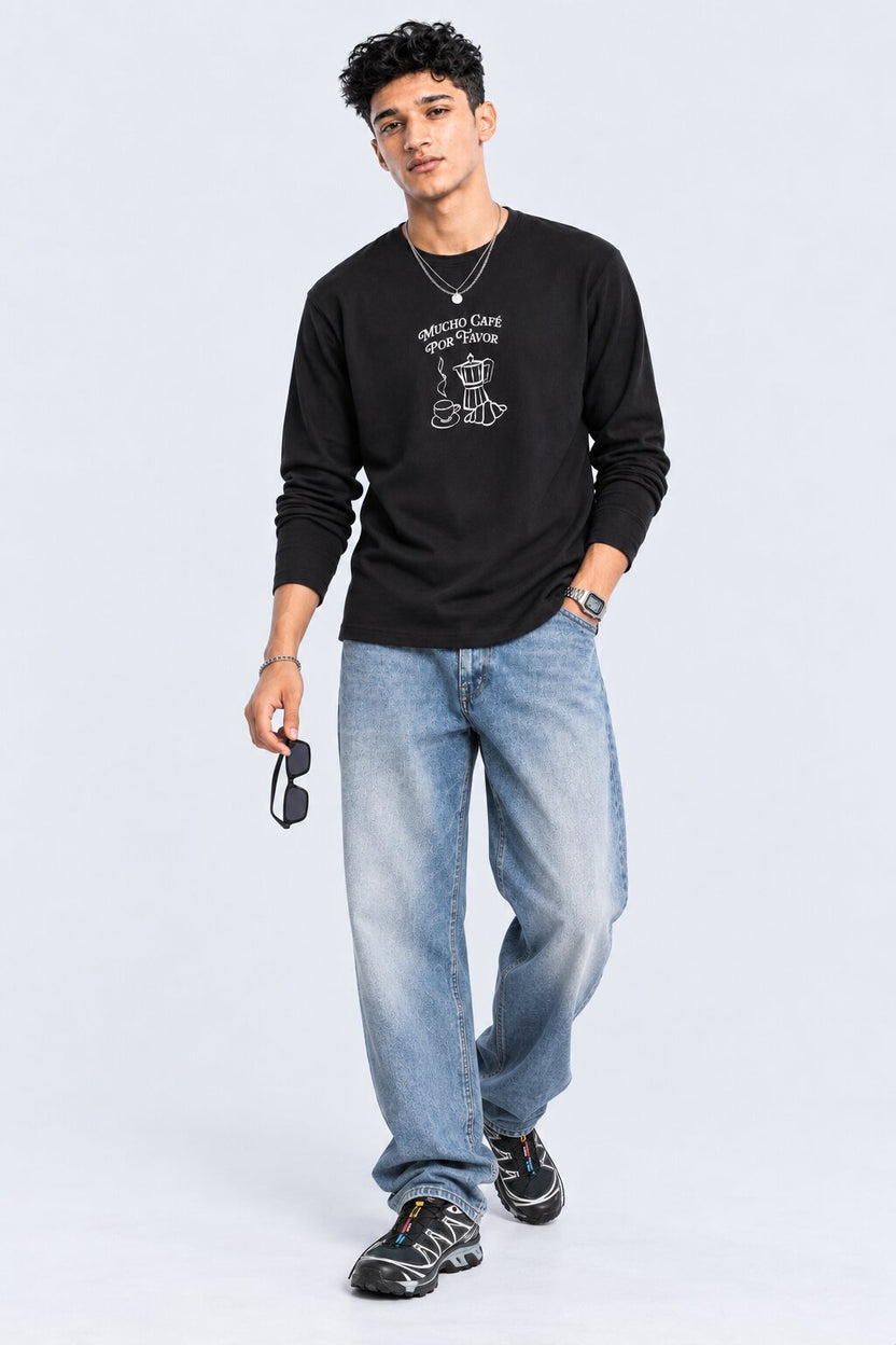 Mens Regular Fit Black Graphic Printed T-Shirt - Image 5