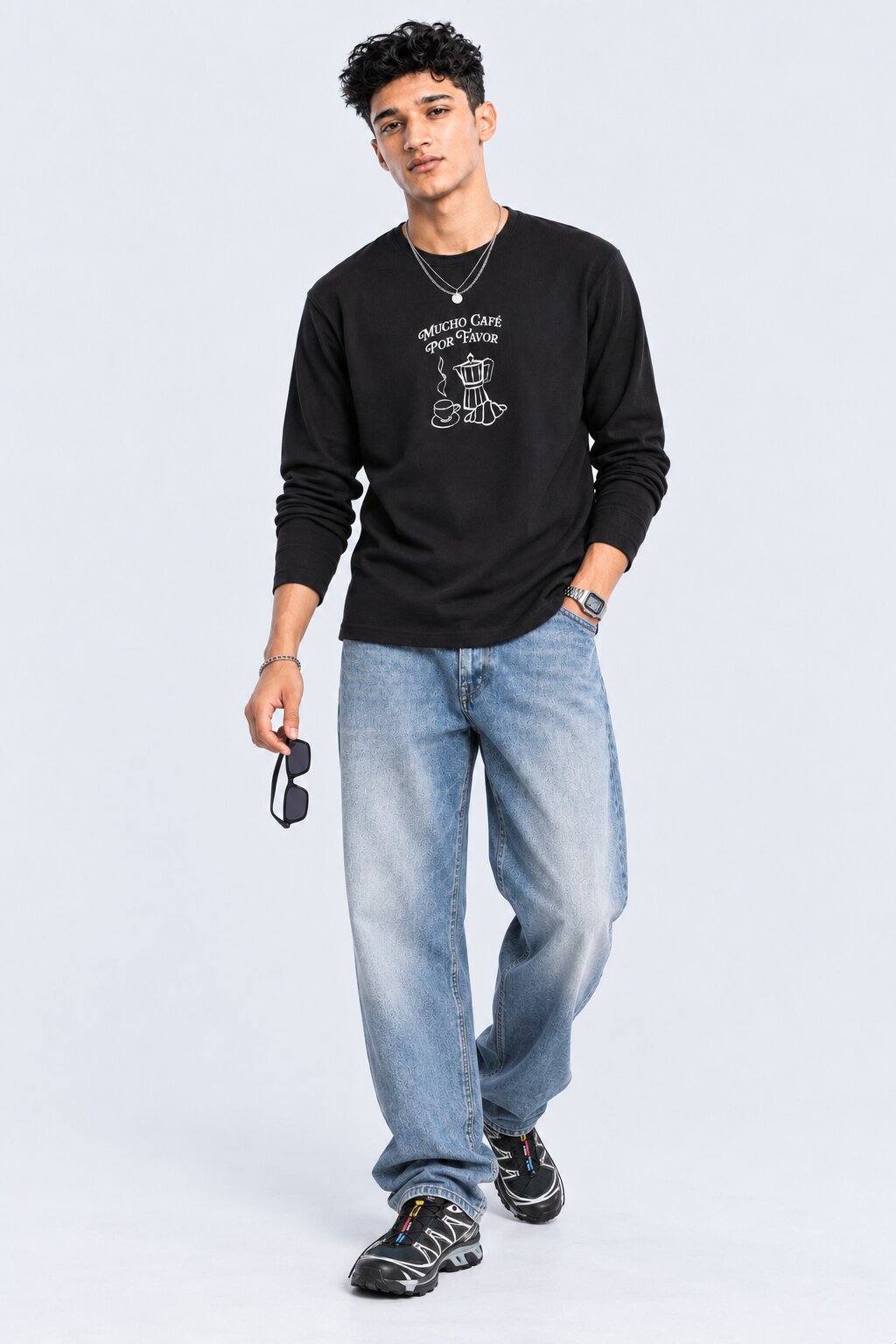 Mens Regular Fit Black Graphic Printed T-Shirt - Image 5
