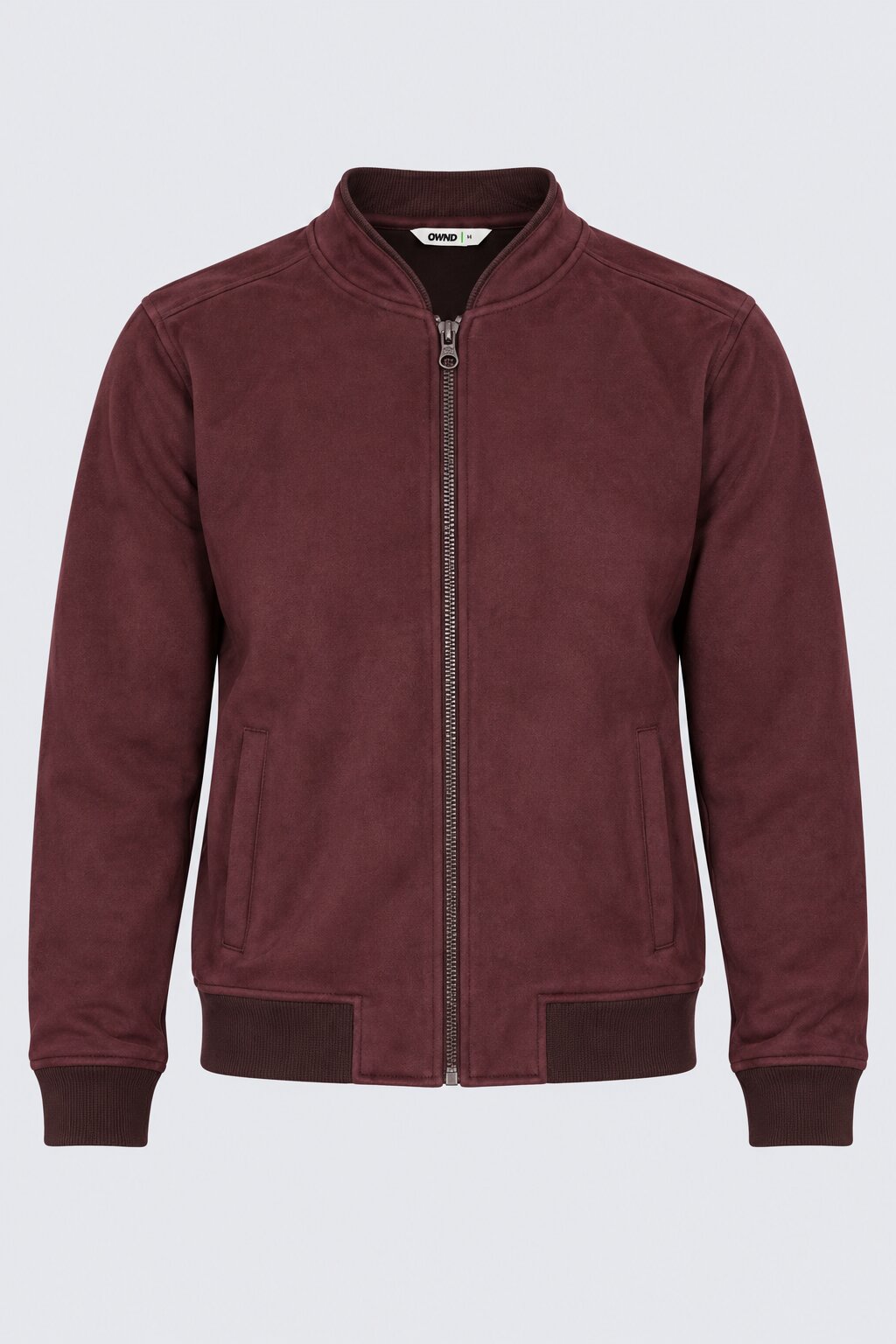 Mens Wine Solid Zip-Up Bomber Jacket - Image 7