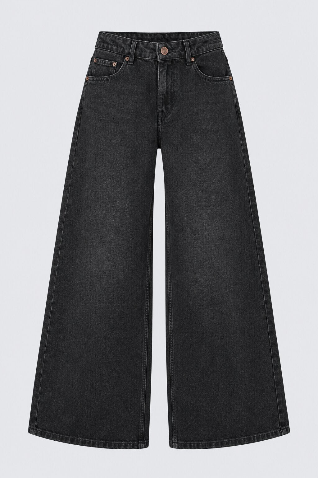 Womens Ultra Wide Leg Fit Charcoal Washed Jeans - Image 7