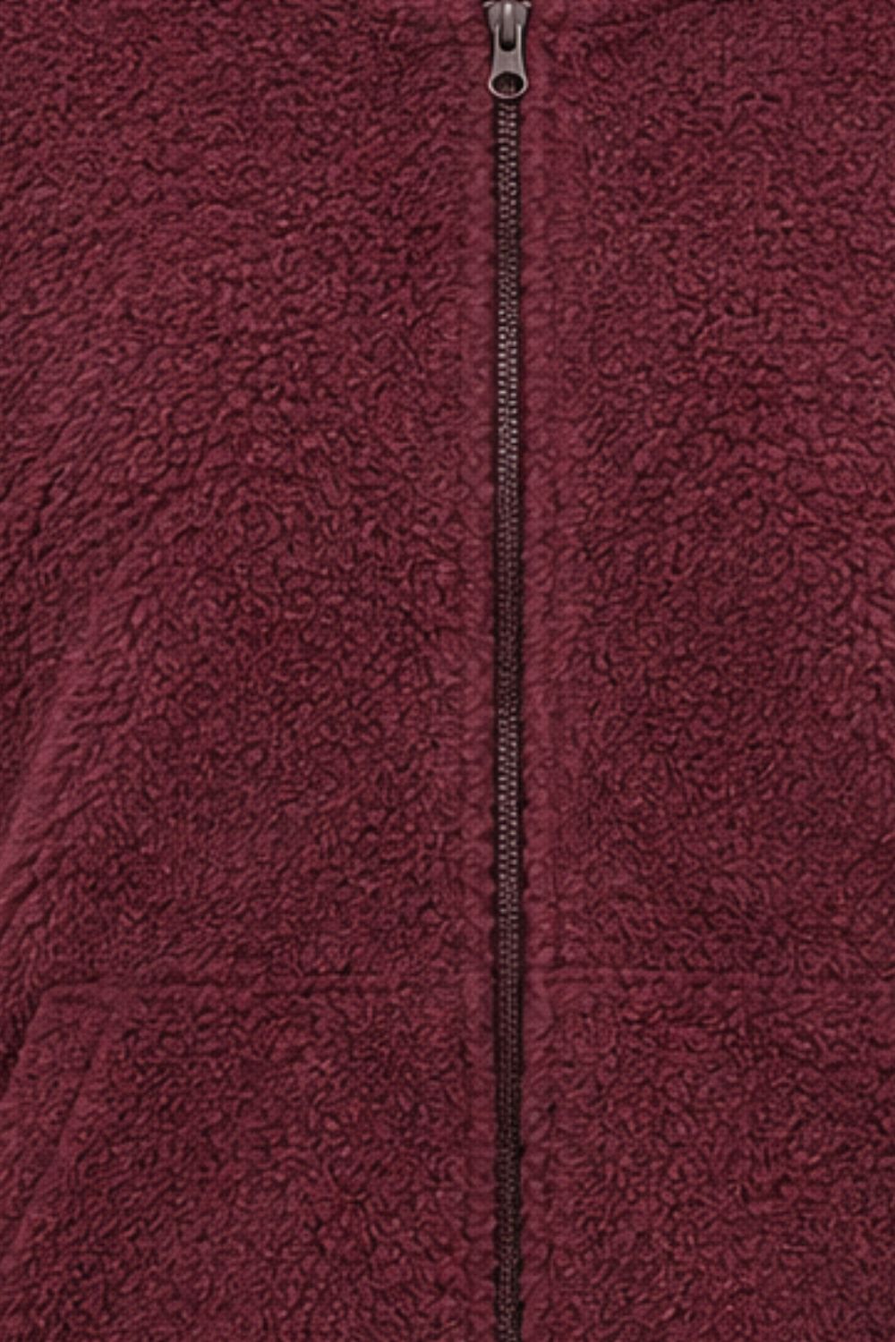 Womens Maroon Textured Hooded Jacket - Image 8